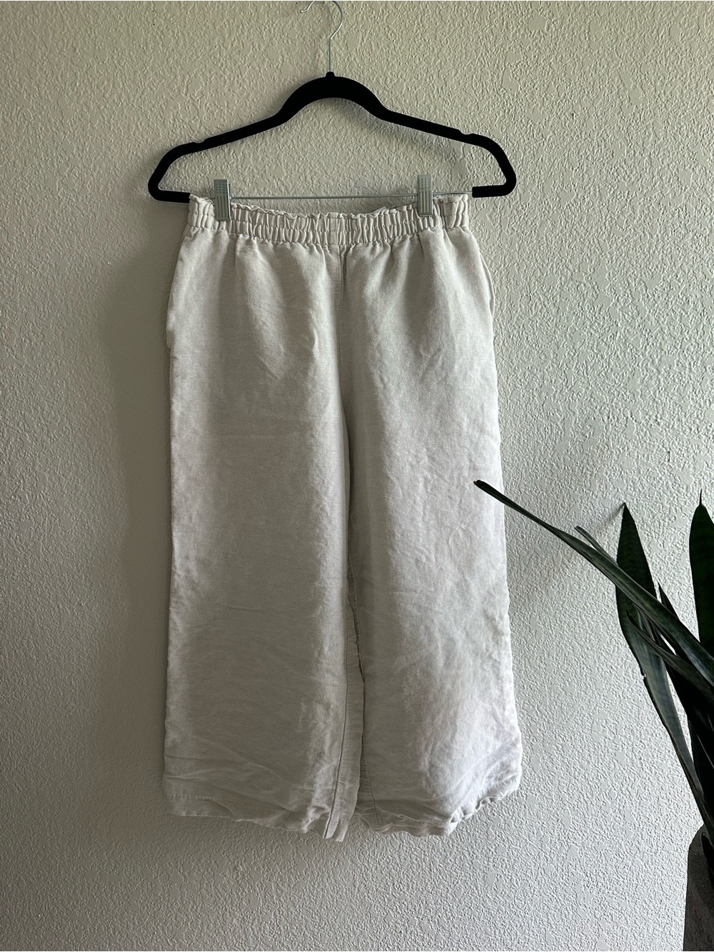 H&M Wide Leg Linen Pants Beige